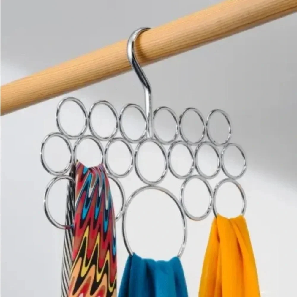 ORGANIZER HANGER 18 loops for scarfs ties belts sliver color smooth thick NEW